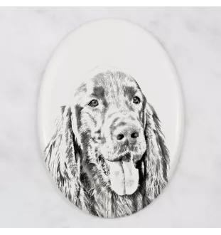 English Setter, Englischer Setter I - Gedenktafel mit einem Foto eines Hundes, Grabplatte mit Druck, personalisierte ovale Platte der Marke Art-Dog