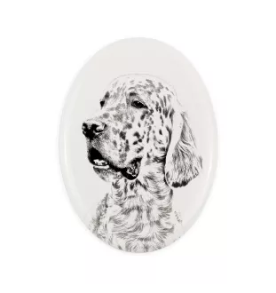Setter anglais, Setter laverack - une plaque commémorative avec une photo de chien, une plaque funéraire avec une impression, une plaque ovale personnalisée de la marque Art-Dog