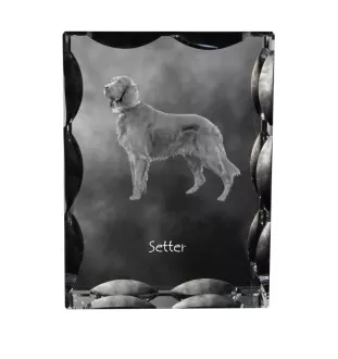 English setter, Lawerack, Laverack I - crystal with a picture of a dog, glass statuette with a picture, unique frame with a picture from Art-Dog brand