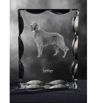 English setter, Lawerack, Laverack I - crystal with a picture of a dog, glass statuette with a picture, unique frame with a picture from Art-Dog brand