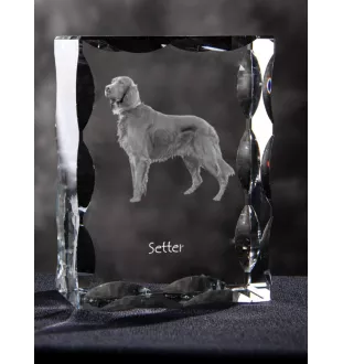 English setter, Lawerack, Laverack I - crystal with a picture of a dog, glass statuette with a picture, unique frame with a picture from Art-Dog brand