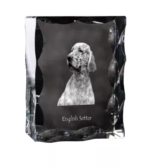 English Setter, Englischer Setter - Kristall mit einem Hundebild, Glasstatuette mit einem Bild, einzigartiger Bilderrahmen der Marke Art-Dog