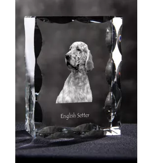 English Setter, Englischer Setter - Kristall mit einem Hundebild, Glasstatuette mit einem Bild, einzigartiger Bilderrahmen der Marke Art-Dog