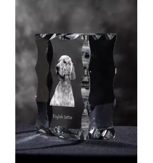 English Setter, Englischer Setter - Kristall mit einem Hundebild, Glasstatuette mit einem Bild, einzigartiger Bilderrahmen der Marke Art-Dog
