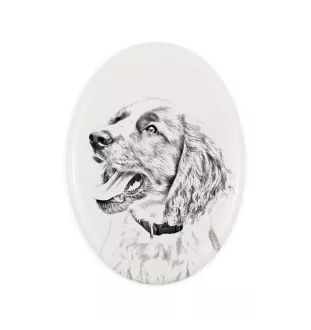 English Springer Spaniel - commemorative plaque with a photo of a dog, tombstone with a print, personalized oval plaque from the Art-Dog brand