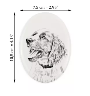 English Springer Spaniel - commemorative plaque with a photo of a dog, tombstone with a print, personalized oval plaque from the Art-Dog brand