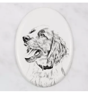 English Springer Spaniel - Gedenktafel mit einem Foto eines Hundes, Grabplatte mit Druck, personalisierte ovale Platte der Marke Art-Dog