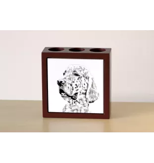 English Setter, Englischer Setter - Stifthalter mit Hund, Schreibtischorganizer mit Aufdruck, personalisierte Schreibtischdekoration der Marke Art-Dog