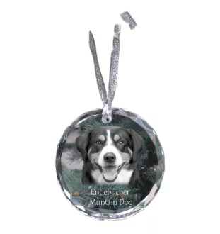 Entlebucher Sennenhund - Kristallkugel mit Foto, Hundebild im Kristall, personalisierter Christbaumschmuck von Art-Dog.
