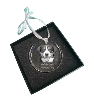 Bouvier de l'Entlebuch - boule de Noël en cristal avec une photo, photo de chien dans le cristal, décoration personnalisée pour sapin de Noël de la marque Art-Dog