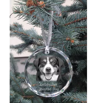 Entlebucher Mountain Dog, Entelbuch Cattle Dog - crystal bauble with a photo, dog photo in crystal, personalized Christmas tree ornament by Art-Dog brand