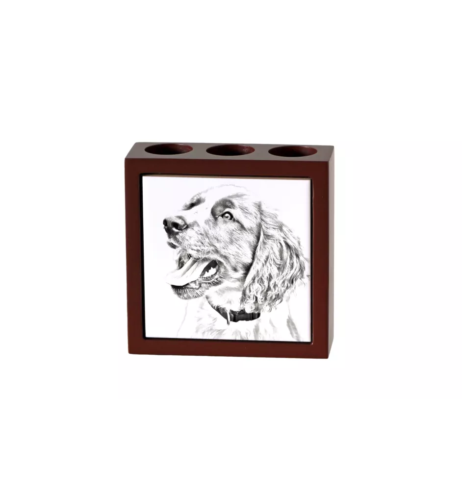 English Springer Spaniel - Stifthalter mit Hund, Schreibtischorganizer mit Aufdruck, personalisierte Schreibtischdekoration der Marke Art-Dog