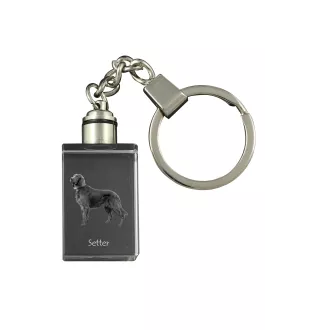 English setter, Lawerack, Laverack I - Crystal key ring with dog photo, illuminated key ring, unique gift by Art-Dog brand