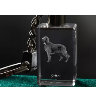 English setter, Lawerack, Laverack I - Crystal key ring with dog photo, illuminated key ring, unique gift by Art-Dog brand
