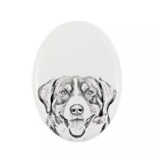 Entlebucher Sennenhund - Gedenktafel mit einem Foto eines Hundes, Grabplatte mit Druck, personalisierte ovale Platte der Marke Art-Dog