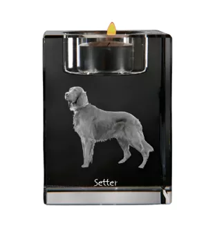 Setter anglais, Setter laverack I - Bougeoir avec photo de chien, porte bougie en cristal, cadeau personnalisé par la marque Art-Dog