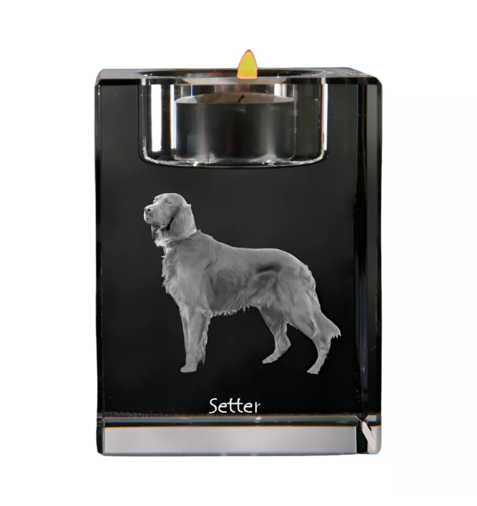 English setter, Lawerack, Laverack I - Candle holder with dog photo, crystal tealight holder, personalised gift by Art-Dog brand