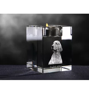 English setter, Lawerack, Laverack - Candle holder with dog photo, crystal tealight holder, personalised gift by Art-Dog brand