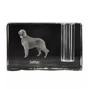 English setter, Lawerack, Laverack I - Pen stand, crystal organiser with dog photo, unique desk decoration by Art-Dog brand