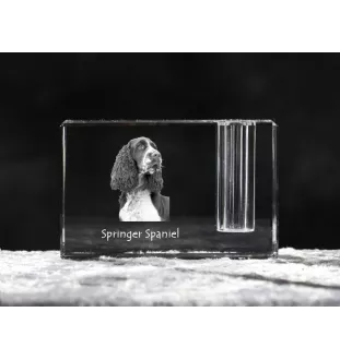 English Springer Spaniel - Pen stand, crystal organiser with dog photo, unique desk decoration by Art-Dog brand