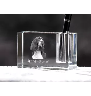 English Springer Spaniel, Springer anglais - Porte-stylos, organiseur en cristal avec photo de chien, décoration de bureau unique par la marque Art-Dog
