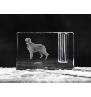 English setter, Lawerack, Laverack I - Pen stand, crystal organiser with dog photo, unique desk decoration by Art-Dog brand