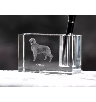 Setter anglais, Setter laverack I - Porte-stylos, organiseur en cristal avec photo de chien, décoration de bureau unique par la marque Art-Dog