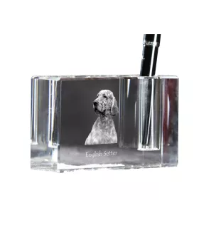 Setter anglais, Setter laverack - Porte-stylos, organiseur en cristal avec photo de chien, décoration de bureau unique par la marque Art-Dog