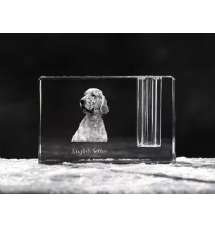 Setter anglais, Setter laverack - Porte-stylos, organiseur en cristal avec photo de chien, décoration de bureau unique par la marque Art-Dog