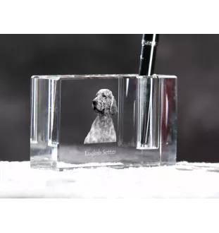 Setter anglais, Setter laverack - Porte-stylos, organiseur en cristal avec photo de chien, décoration de bureau unique par la marque Art-Dog