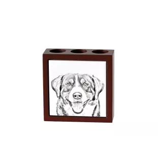 Entlebucher Mountain Dog, Entelbuch Cattle Dog - pen holder with a dog, desk organizer with a print, personalized desk decoration from the Art-Dog brand.