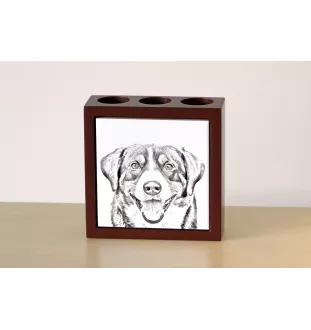 Entlebucher Mountain Dog, Entelbuch Cattle Dog - pen holder with a dog, desk organizer with a print, personalized desk decoration from the Art-Dog brand.