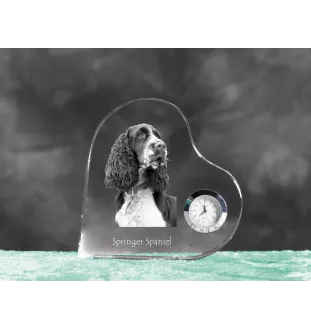 English Springer Spaniel - Kristalluhr mit einem Hundebild, Herzregal-Uhr, personalisierte Standuhr der Marke Art-Dog