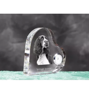English Springer Spaniel, Springer anglais - horloge en cristal avec une photo de chien, horloge de table en forme de cœur, horloge debout personnalisée de la marque Art-Dog