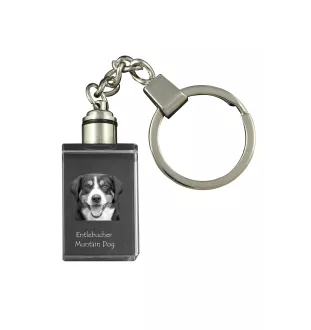 Entlebucher Mountain Dog, Entelbuch Cattle Dog - Crystal key ring with dog photo, illuminated key ring, unique gift by Art-Dog brand
