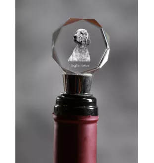 English Setter, Englischer Setter - Flaschenverschluss, Weinverschluss aus Kristall mit Foto, personalisiertes Geschenk für Barkeeper der Marke Art-Dog