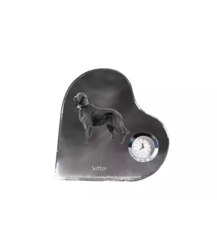 Setter anglais, Setter laverack I - horloge en cristal avec une photo de chien, horloge de table en forme de cœur, horloge debout personnalisée de la marque Art-Dog