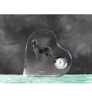 English setter, Lawerack, Laverack I - crystal clock with a dog picture, heart-shaped shelf clock, personalized standing clock by Art-Dog brand