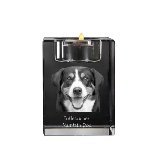Entlebucher Sennenhund - Kerzenhalter mit Hundefoto, Teelichthalter aus Kristall, personalisiertes Geschenk der Marke Art-Dog