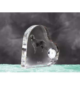 English Setter, Englischer Setter I - Kristalluhr mit einem Hundebild, Herzregal-Uhr, personalisierte Standuhr der Marke Art-Dog