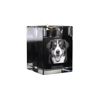 Entlebucher Mountain Dog, Entelbuch Cattle Dog - Candle holder with dog photo, crystal tealight holder, personalised gift by Art-Dog brand