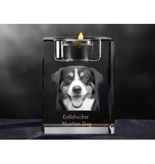 Entlebucher Sennenhund - Kerzenhalter mit Hundefoto, Teelichthalter aus Kristall, personalisiertes Geschenk der Marke Art-Dog