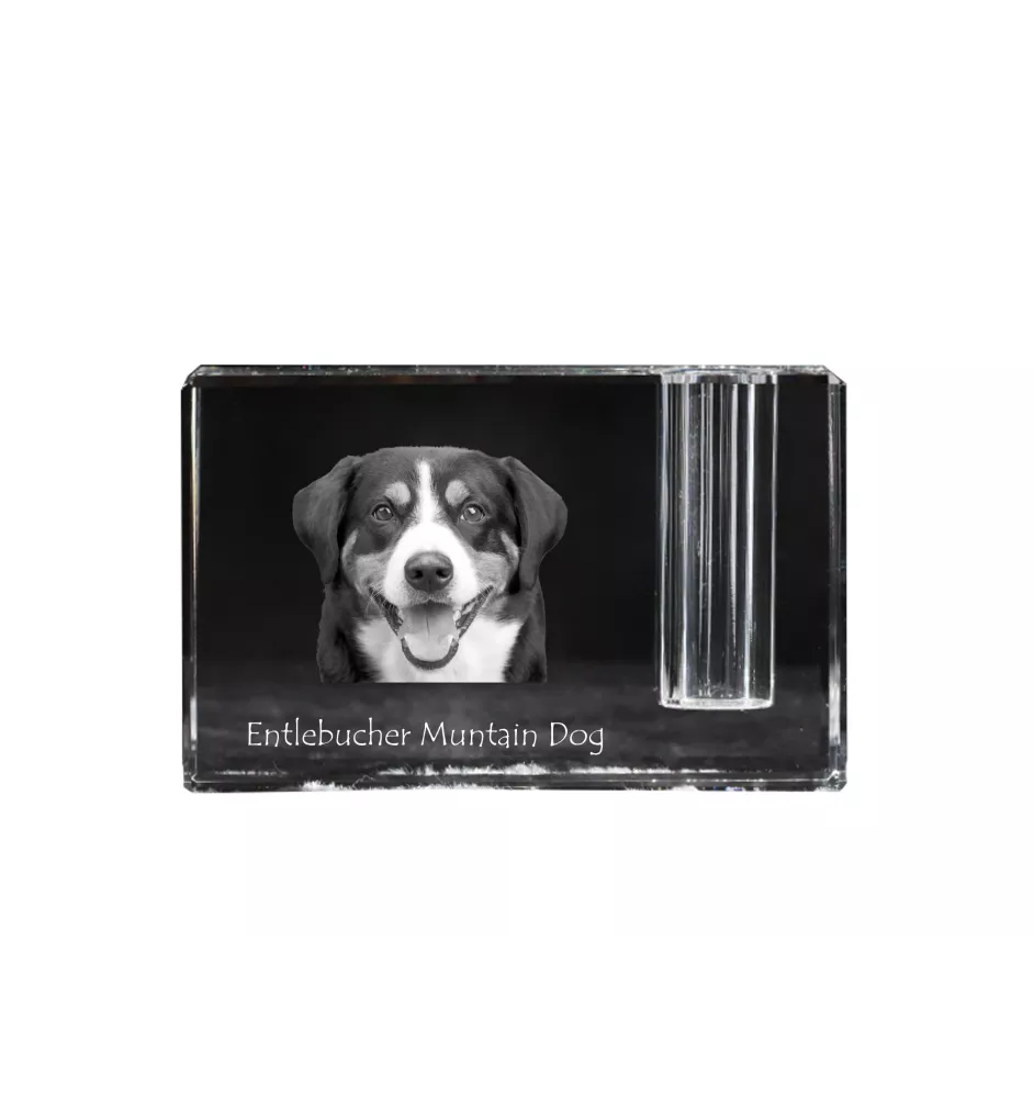 Entlebucher Mountain Dog, Entelbuch Cattle Dog - Pen stand, crystal organiser with dog photo, unique desk decoration by Art-Dog brand