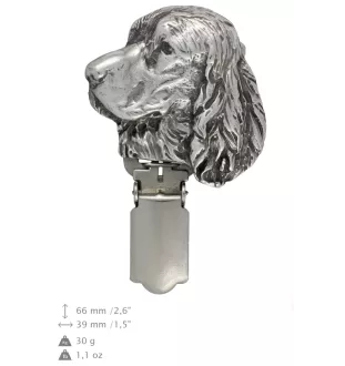 English Springer Spaniel, Springer anglais - broche avec pince, support pour numéro de départ, épingle argentée pour exposition de chiens de la marque Art-Dog