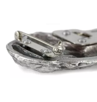 English Springer Spaniel - Brosche mit Clip, Startnummernhalter, versilberte Anstecknadel für Hundeausstellungen der Marke Art-Dog