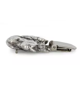 English Springer Spaniel, Springer anglais - broche avec pince, support pour numéro de départ, épingle argentée pour exposition de chiens de la marque Art-Dog