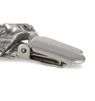 English Springer Spaniel - brooch with a clip, holder for a start number, silver-plated dog show pin from the Art-Dog brand