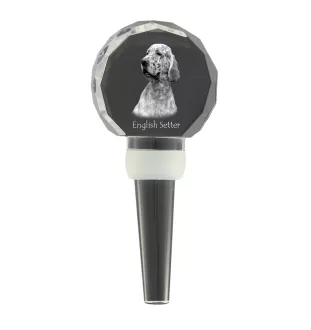 English setter, Lawerack, Laverack - Crystal bottle stopper, unique wine stopper with photo, personalised gift for sommelier by Art-Dog brand