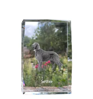 English Setter, Englischer Setter I - Kristall mit einem Hundebild, Bild im Glas, moderne Ausstellung des Art-Dog-Bildes.