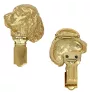 English Springer Spaniel - brooch with a clip, gold-plated holder for a start number, a gift for a dog show by Art-Dog brand.